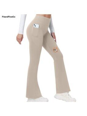 Fleece Lined Flare Leggings Water-Resistant High Waist Yoga Pants
